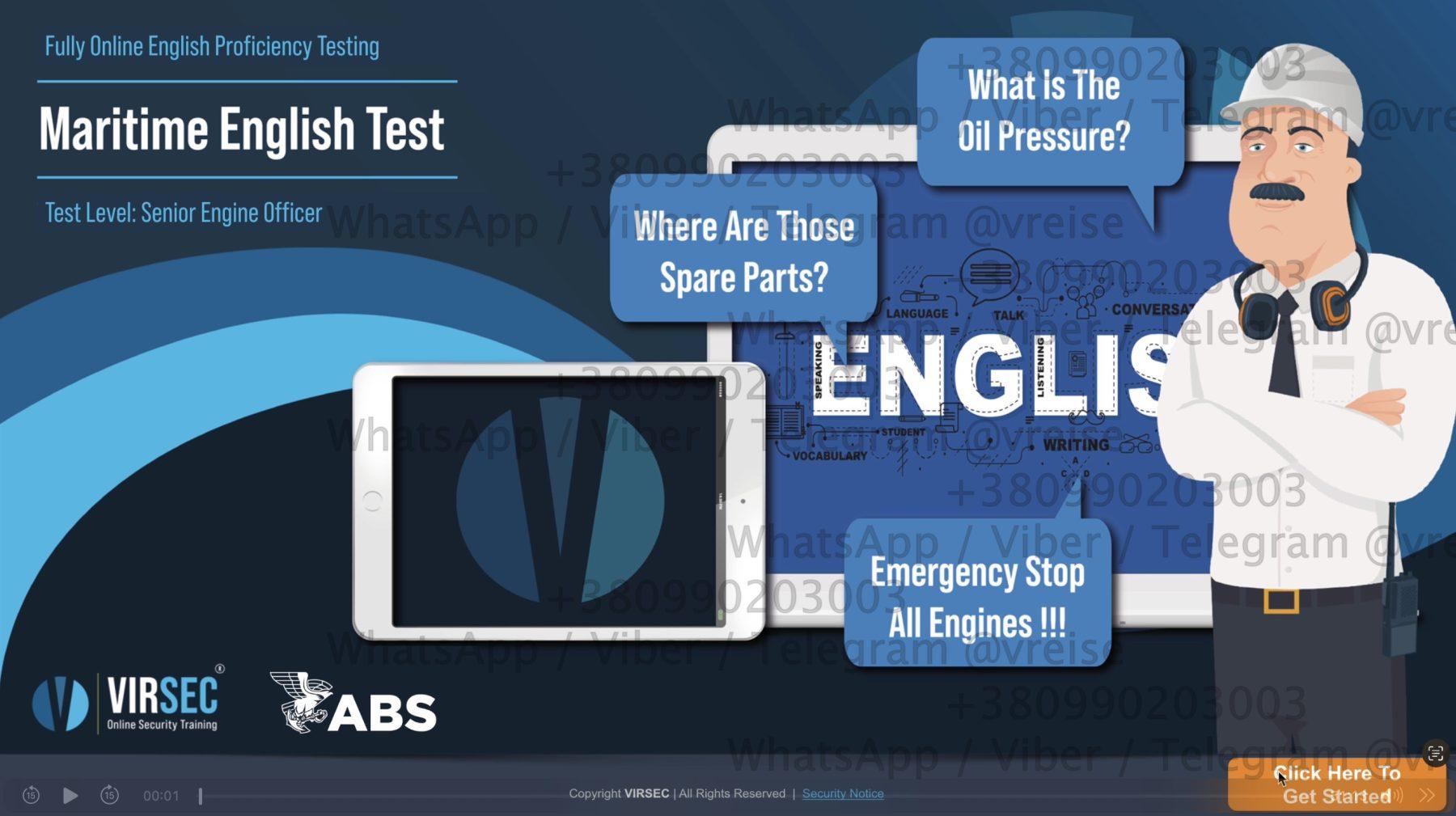 VIRSEC Maritime English Test for Senior Engine Officers answers, ответы