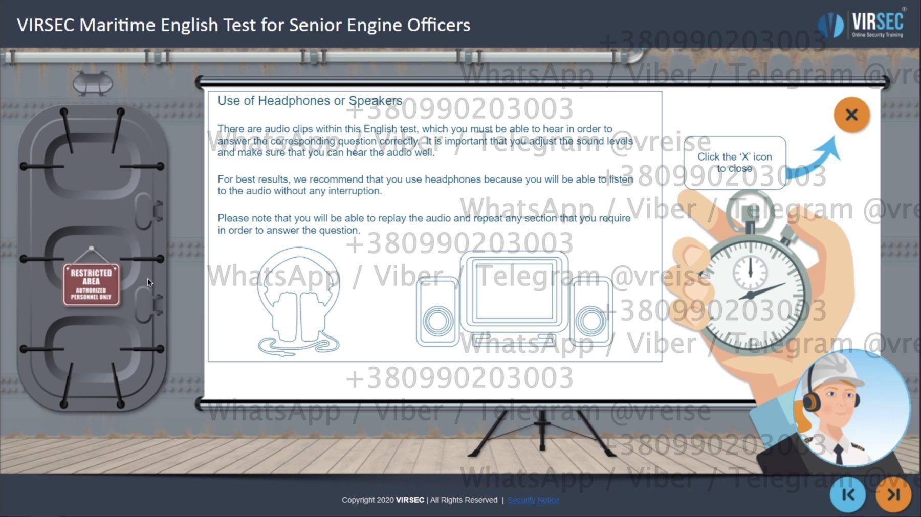 VIRSEC Maritime English Test for Senior Engine Officers answers, ответы
